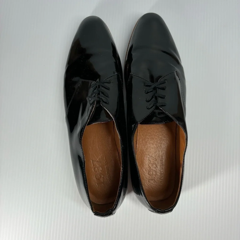 1937 Footwear Shoes Mens 9 Patent Leather Lace up Classic Dress Work Church Slip